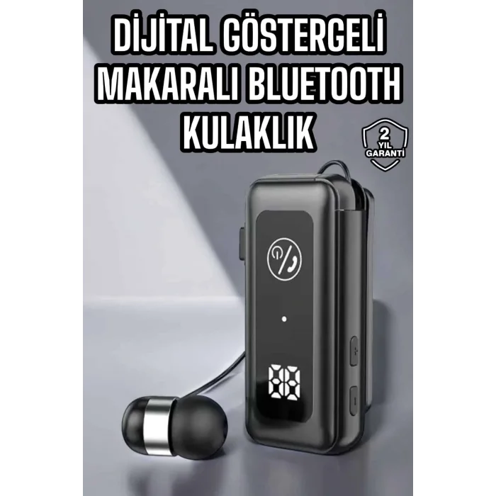 Kablolu Makaralı Bluetooth Kulaklık Uzun Pil Ömrü Dijital Göstergeli