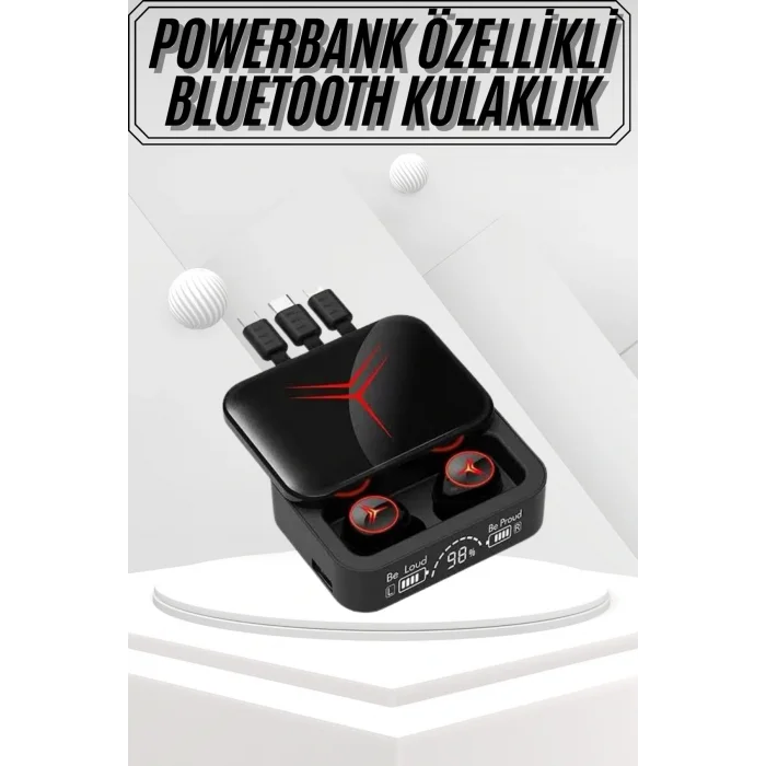 Kablosuz Bluetooth Kulaklık Powerbank Özellikli Göstergeli Hd Mikrofon