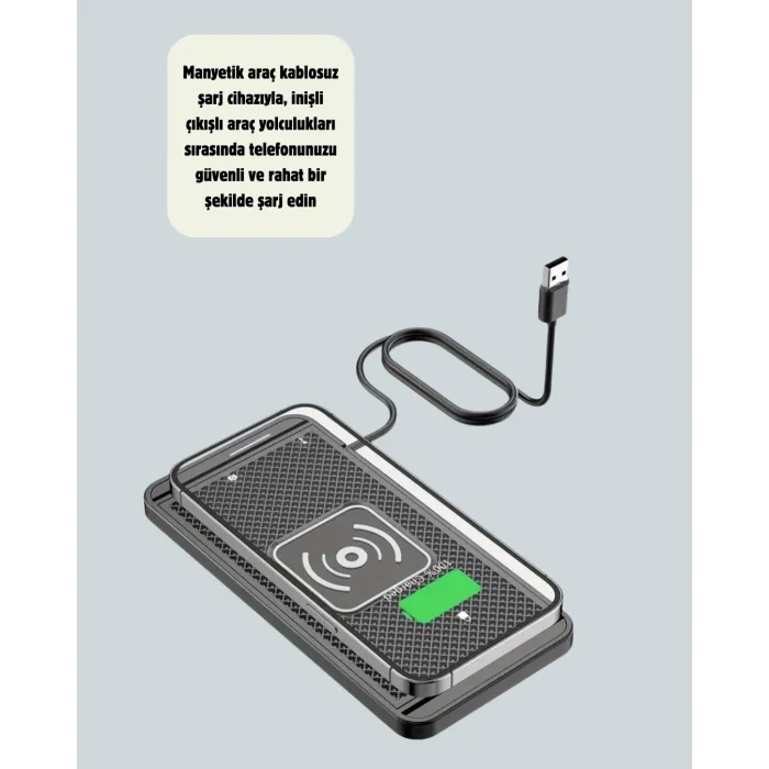 Kablosuz Manyetik Araç Şarj Pedi – Hızlı, Güvenli, Isınma Korumalı Tasarım