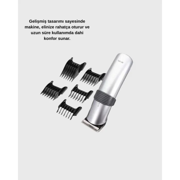 Kablosuz Profesyonel Tıraş Makinesi – Şarjlı, 60 Dakika Kullanım Süreli, Çelik Bıçaklı, Sessiz Motor