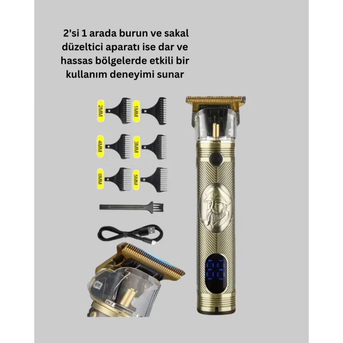 Kablosuz Saç Sakal Düzeltici – Çoklu Başlık ve Taraklı