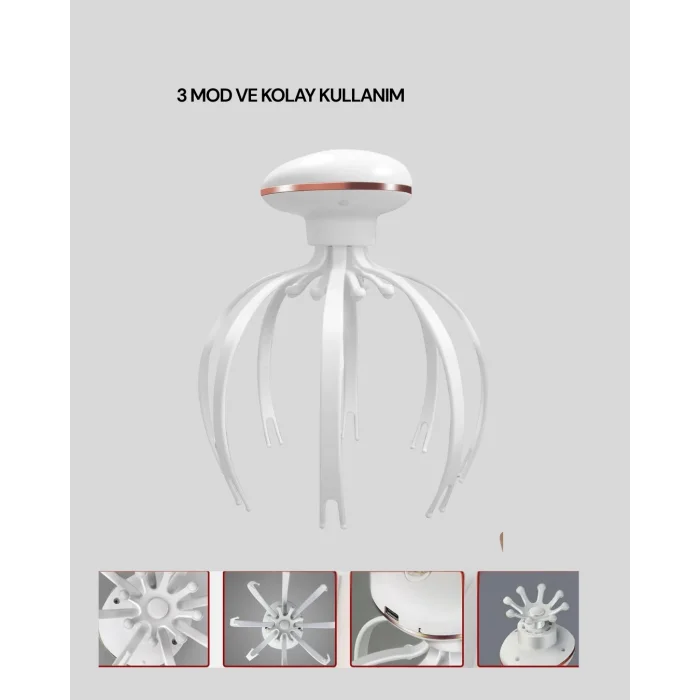 Kafa Derisi Masaj Aleti USB-C Şarjlı Rahatlatıcı ve Canlandırıcı Masaj