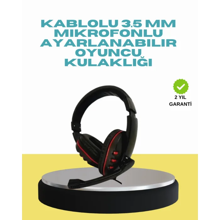 Kırmızı Işıklı Oyuncu Kulaklığı Kablolu Mikrofonlu Profesyonel