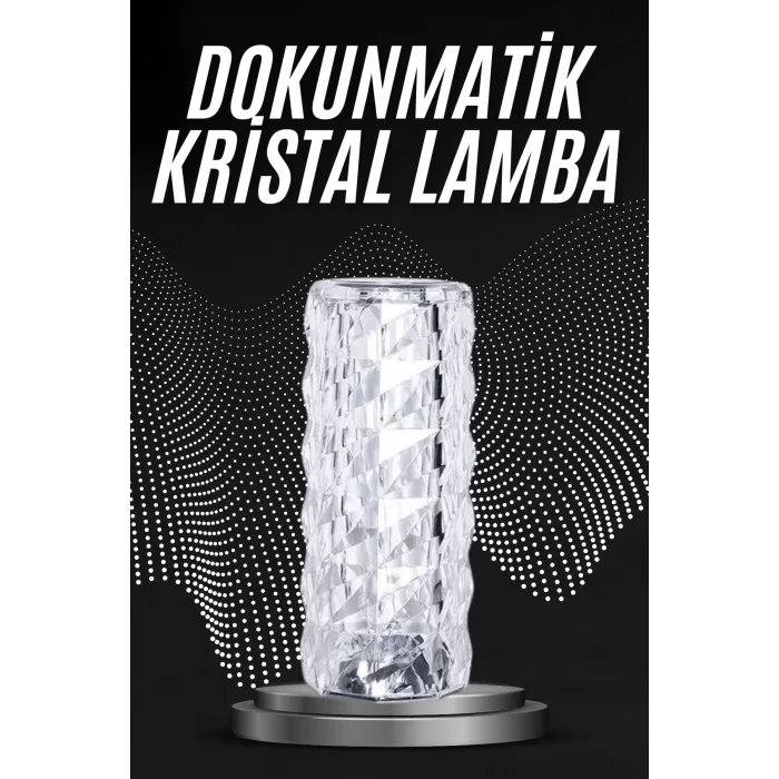 Kristal Lamba Masa Lambası Şarjlı Masa Lambası Dokunmatik Sensör Usb Şarjlı