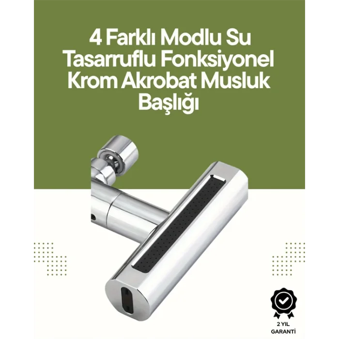 Krom Musluk Başlığı | 4ü 1 Arada Su Çıkışı | Kolay Montajlı