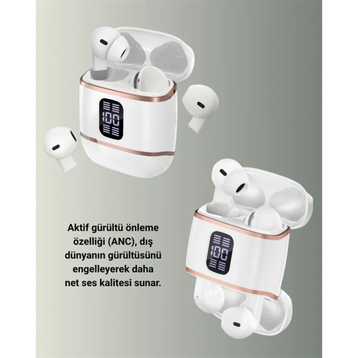 Kulakiçi Bluetooth Kulaklık V5.3 – 4’lü Set, Dijital Ekranlı, Gürültü Engelleme