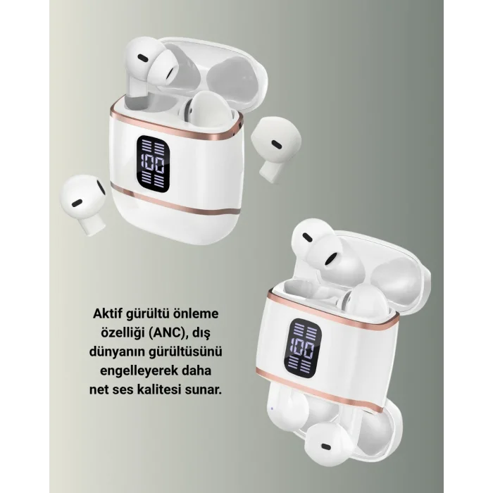Kulakiçi Bluetooth Kulaklık V5.3 – 4’lü Set, Dijital Ekranlı, Gürültü Engelleme