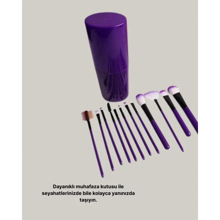 Kusursuz Makyaj İçin 12 Parça Profesyonel Fırça Seti Taşınabilir Kutu Hediyeli