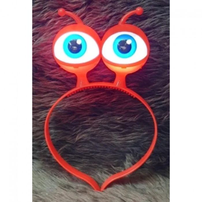 Led Işıklı & Pilli Uzaylı Göz Parti Tacı Kırmızı Renk