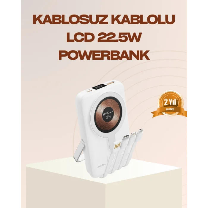 Manyetik Kablosuz Powerbank 22.5W Hızlı Şarj LCD Ekranlı