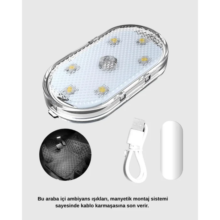 Manyetik Montajlı Araba İçi Ambiyans Işıkları – Kablosuz ve Şık Tasarım