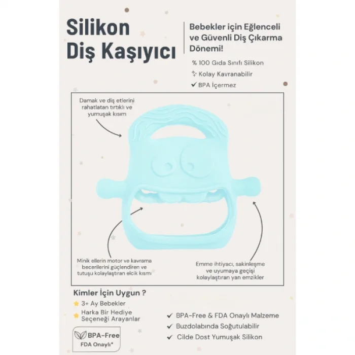 Mavi Bebek Silikon Diş Kaşıyıcı