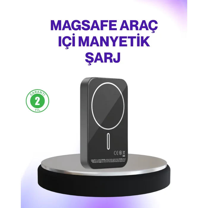Mıknatıslı MagSafe Uyumlu Araç Tutucu Kablosuz Şarj Destekli