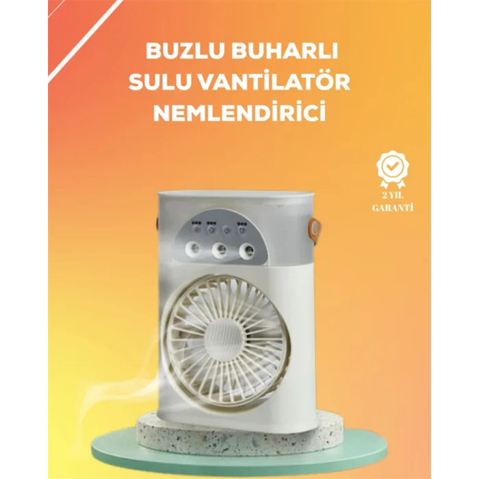 Mini Klima Fan | USBli, 7 Renk Gece Işığı, 3ü 1 Arada Fonksiyon