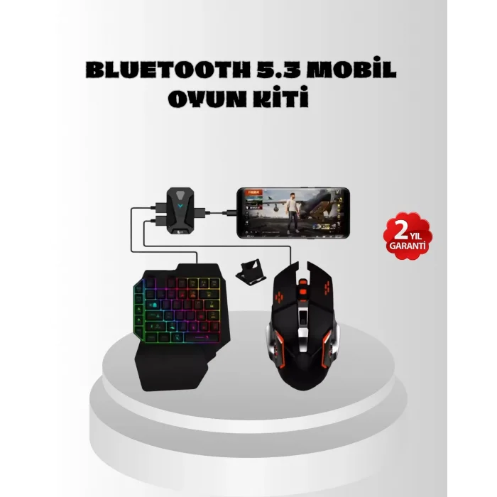 Mobil Gaming Oyun Seti 5in1 X8 Pro Çipset RGB Klavye Mouse Telefon Tutucu