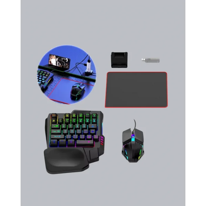 Mobil Gaming Set Klavye + Mouse + Dönüştürücü 5’li Paket Yüksek DPI Bluetooth