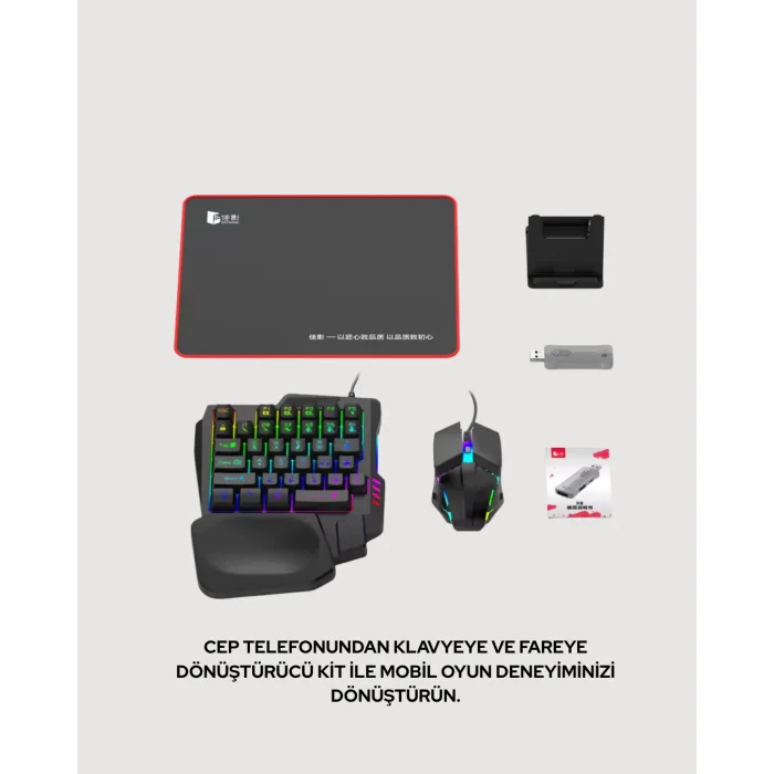 Mobil PUBG Oyuncuları İçin 5in1 Klavye Mouse Oyun Seti – BT5.3 Destekli