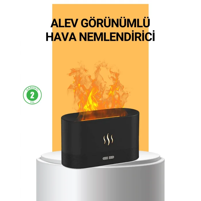 Modern Tasarımlı Alev Efektli LED Aromaterapi Hava Nemlendirici