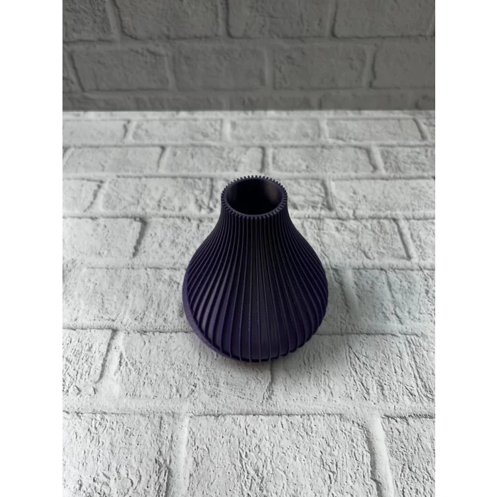 Mor Çizgili Dekoratif Vazo 11 cm Modern Tasarım Aksesuar