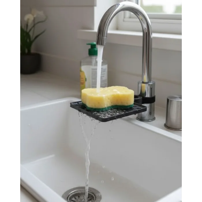 Musluğa Monte Sünger Organizeri Hijyenik Drenajlı Pratik Tasarım