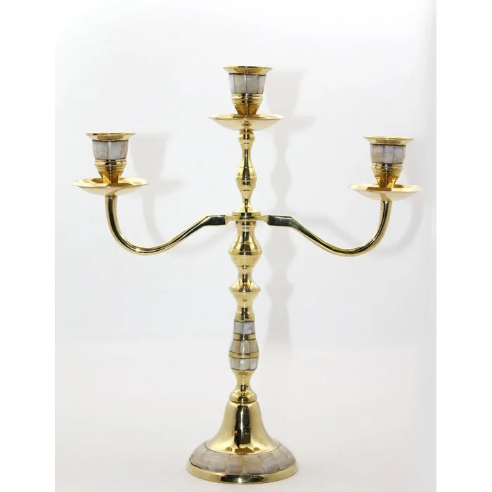 Pirinç Sedefli 3lü Şamdan Model 2