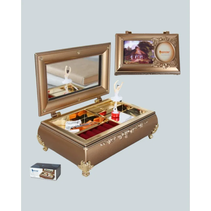 Piyano Şeklinde Balerinli Müzik Kutusu Takı Bölmeli Şık Model