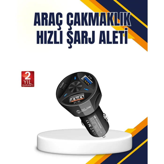 Polygold Quick Charger 55W Araç Şarj Cihazı PD USB C Destekli