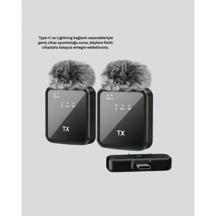 Profesyonel Ses Kayıtları İçin 2’li Kablosuz Yaka Mikrofon Seti