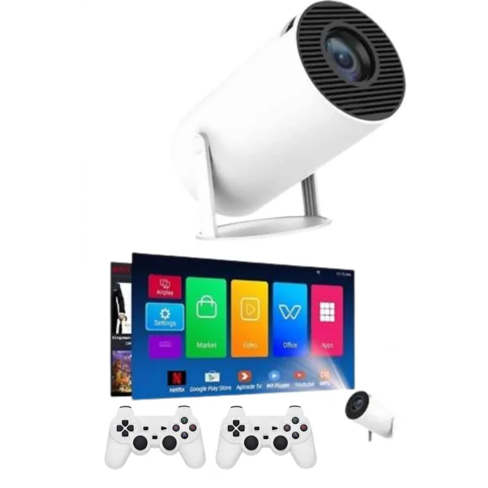 Projeksiyon Cihazı Video Oyun Konsolu Projektör Taşınabilir Ayaklı Çift Kollu 4K Çözünürlüklü