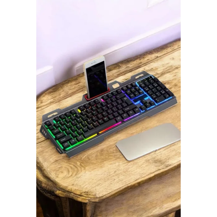 Q Klavye RGB Işıklı Klavye Ve Mouse Seti Kablolu Mouse Hediyeliş