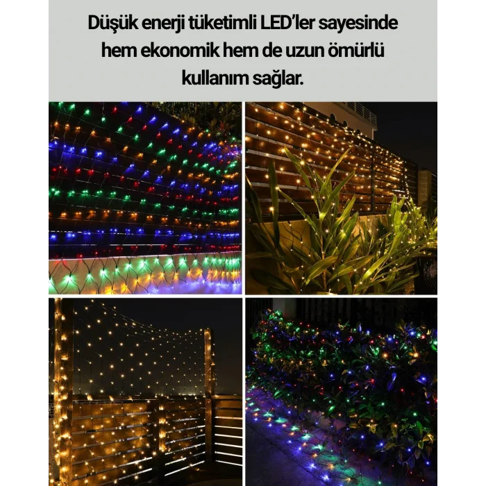 Renkli LED Işık Zinciri 8 Modlu Dekoratif Aydınlatma