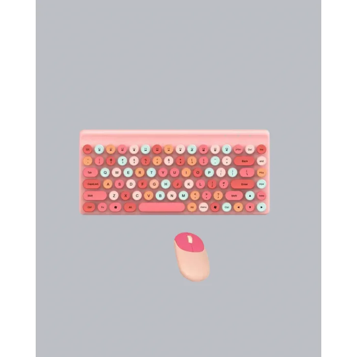 Renkli Retro Tuş Takımlı Klavye – 3 Cihaz Bağlantısı, Medya Kısayol Tuşları