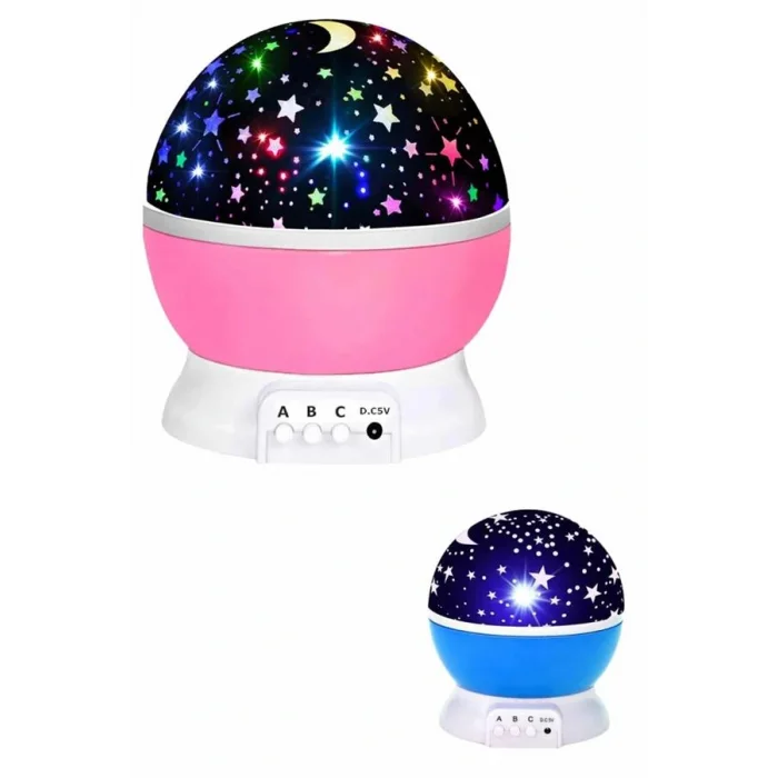 Renkli Yıldızlı Gökyüzü Projeksiyon Gece Lambası Pilli ve USB Kablolu