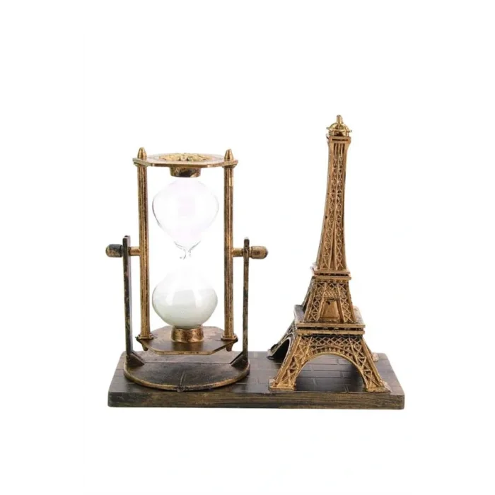 Retro Eyfel Kulesi Ve Kum Saati Dekoratif Ahşap Görünümlü Masa Biblosu