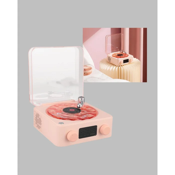 Retro Saatli Bluetooth Hoparlör – Gece Lambalı Kristal Ses Kalitesi