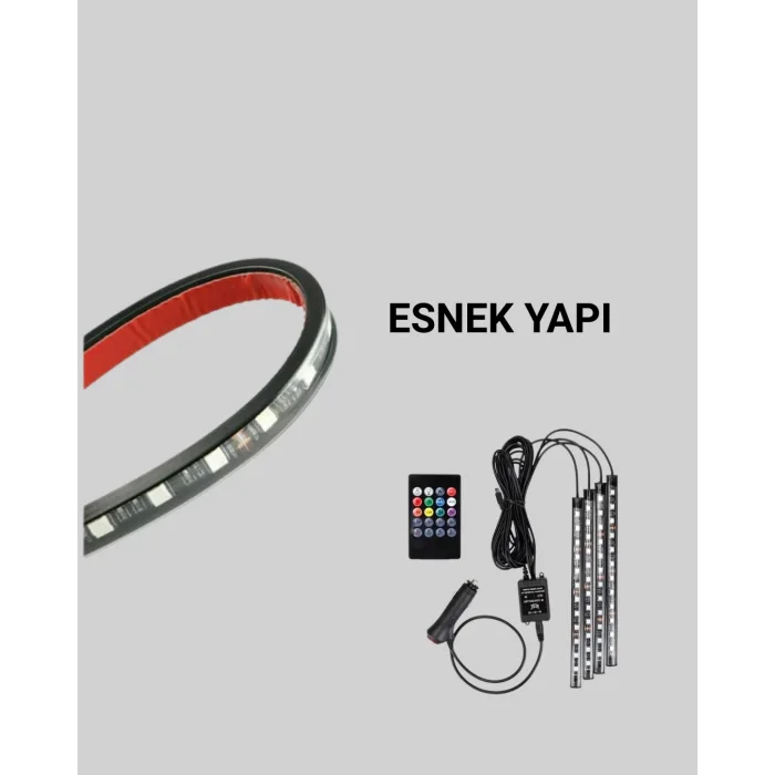 RGB Geçişli 4 Parça Araç İçi Aydınlatma