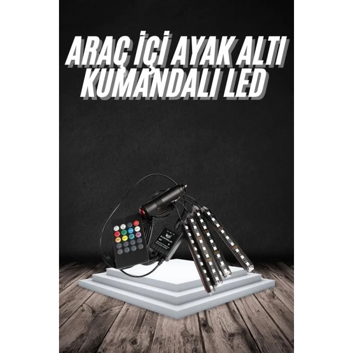 RGB Işıklı Araç İçi Aydınlatma Kumandalı 12li Led Işık Renk Değiştirebilen