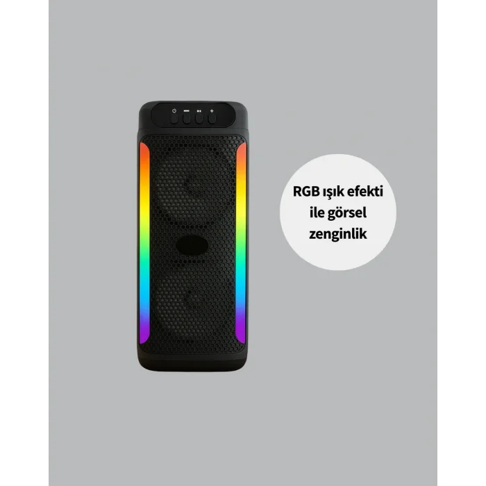 RGB Işıklı Çift Hoparlörlü Taşınabilir Bluetooth Speaker ve Mikrofon