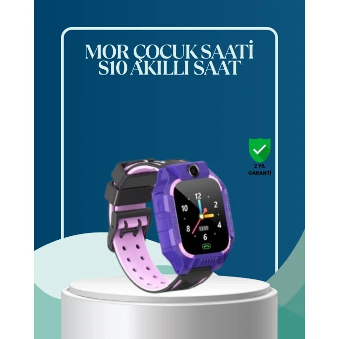 S10 Mor Çocuk Takip Saati Elektronik Bariyer ve Sesli Mesaj Destekli