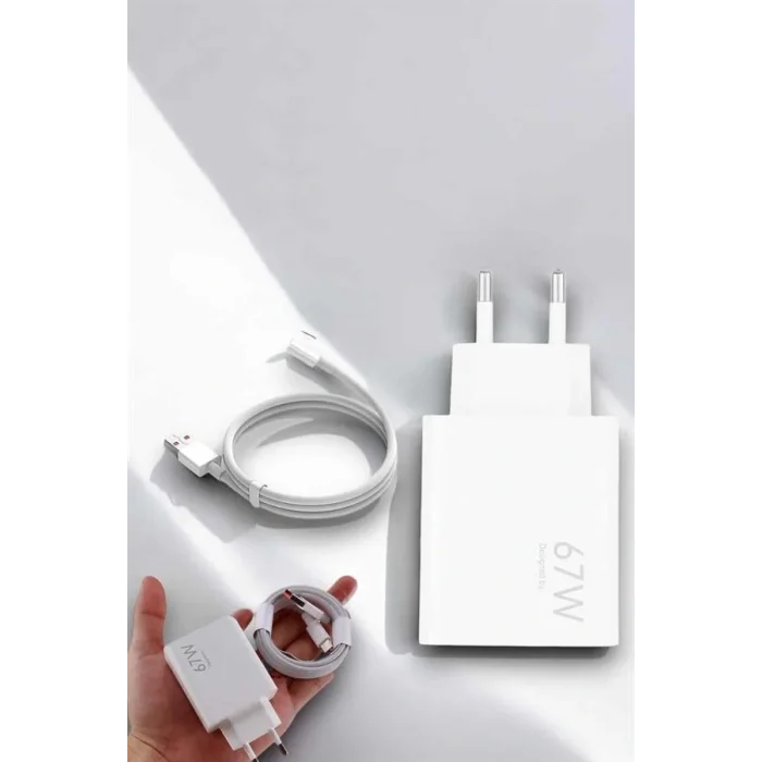 Şarj Aleti 67W Hızlı Şarj Turbo Type-C Uyumlu Şarj Adaptörü Kablosu