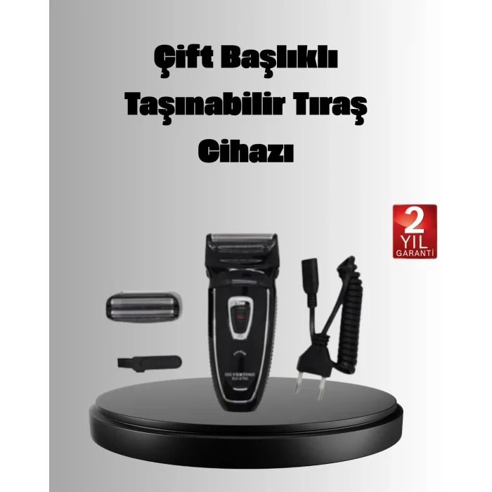 Şarjlı Kablosuz Tıraş Makinesi Çift Başlık Kuru Tıraş Ergonomik Taşınabilir