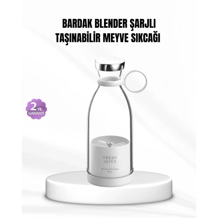 Şarjlı Portatif Blender – Gıda Sınıfı Malzeme, 10 Kullanımlık Pil, Mini Boy ve Hafif Tasarım