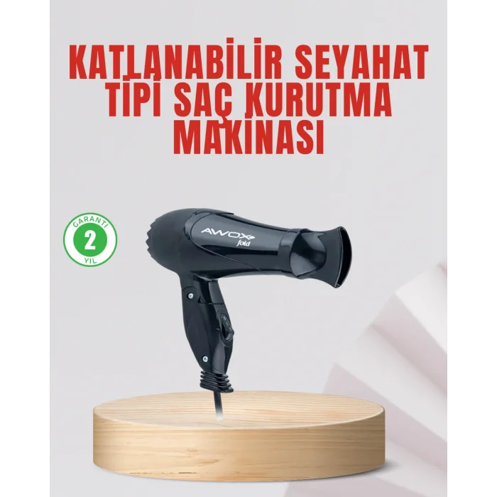 Seyahat Tipi Saç Kurutma Makinesi Katlanabilir Hafif Yapı