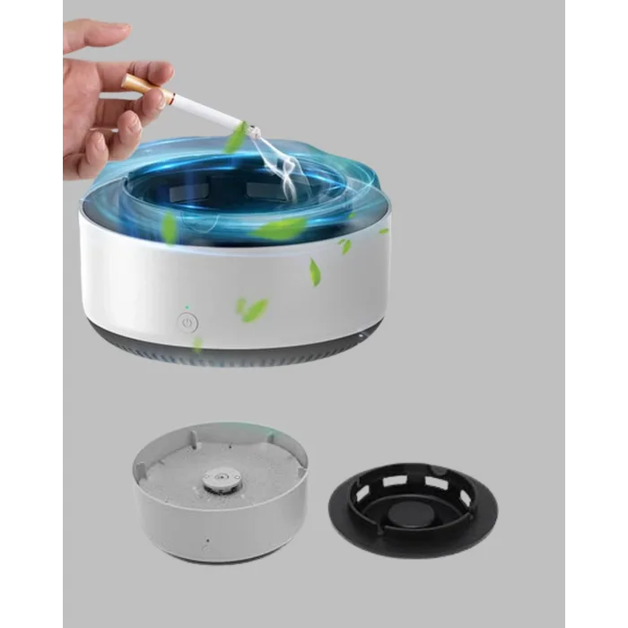 Sigara Dumanı ve Koku Giderici Hava Temizleyici Küllük – 2 Katmanlı Filtreli, USB Şarjlı