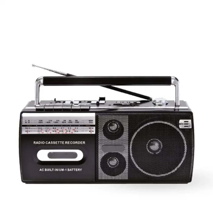 Siyah Kaset Çalar - Bluetooth USB TF AUX FM Özellikli