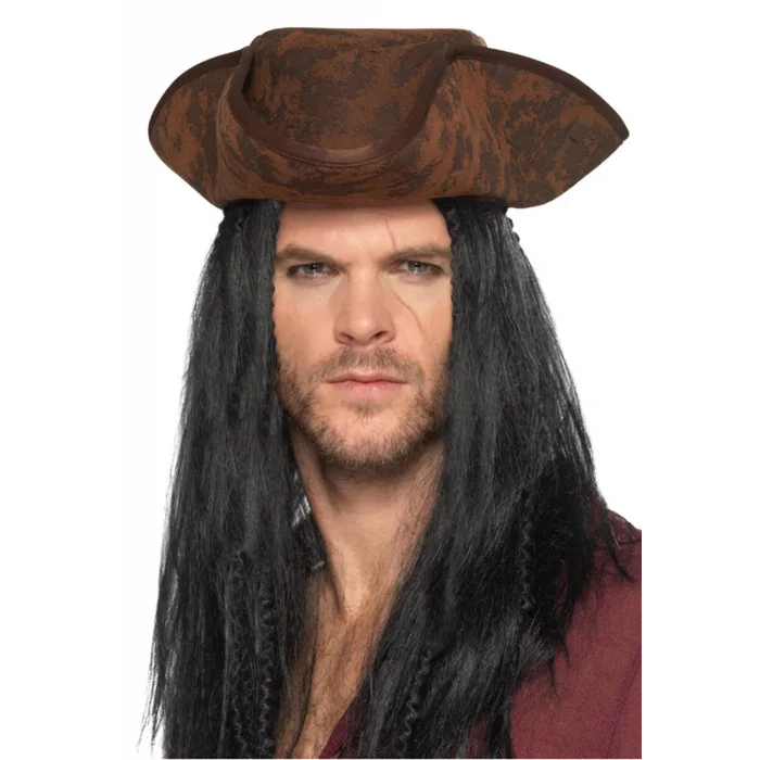 Siyah Saçlı Kaptan Korsan Şapkası