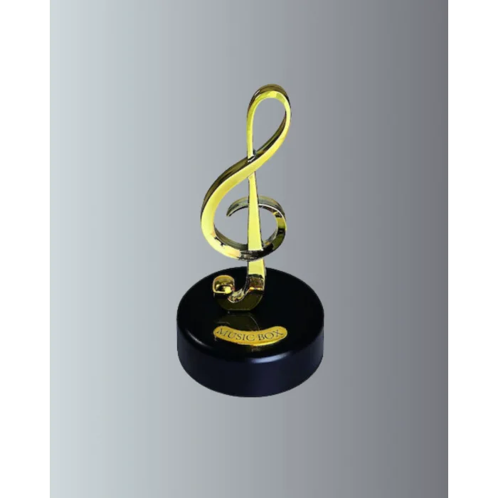 Sol Anahtarı Figürlü Dönen Müzik Kutusu Altın Renk Dekoratif