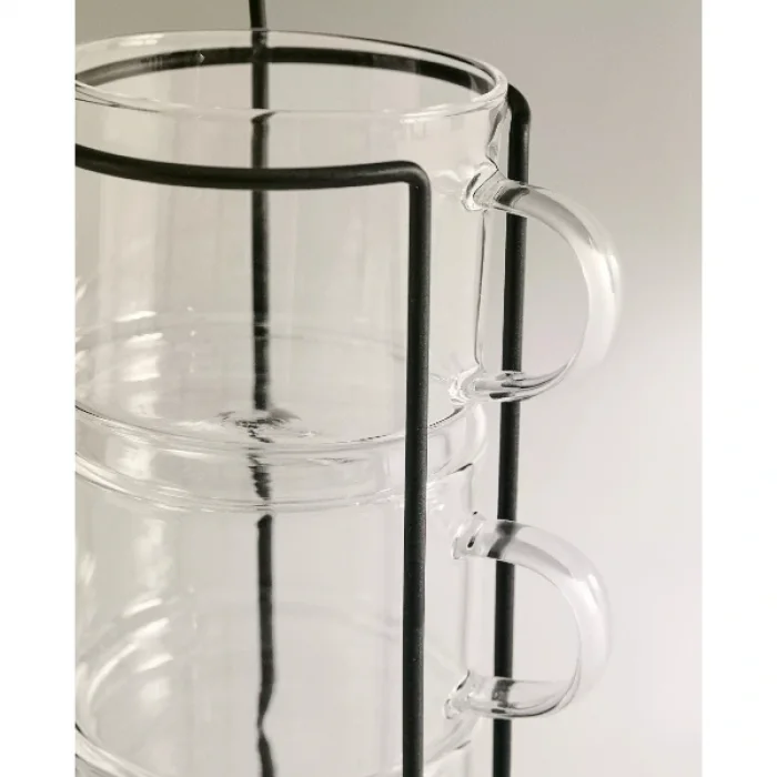 Standlı Borosilikat 4lü Fincan Seti