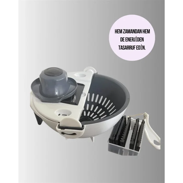 Süzgeçli Hazneye Sahip Çok Amaçlı Rende ve Dilimleyici