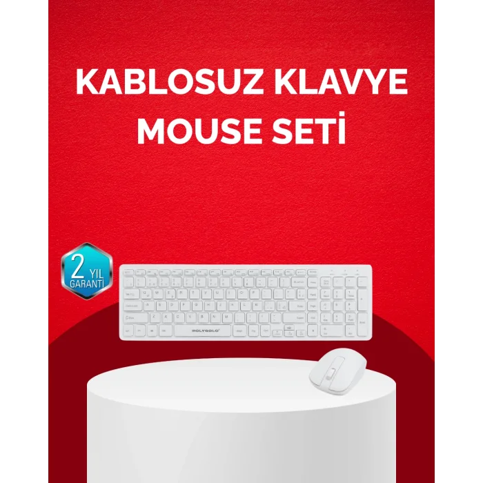Tam Boy Kablosuz Klavye Mouse Seti - Gelişmiş Bağlantı ve Sessiz Performans